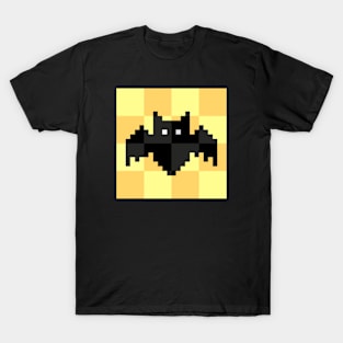 Pixelated Bat Squares Yellow T-Shirt